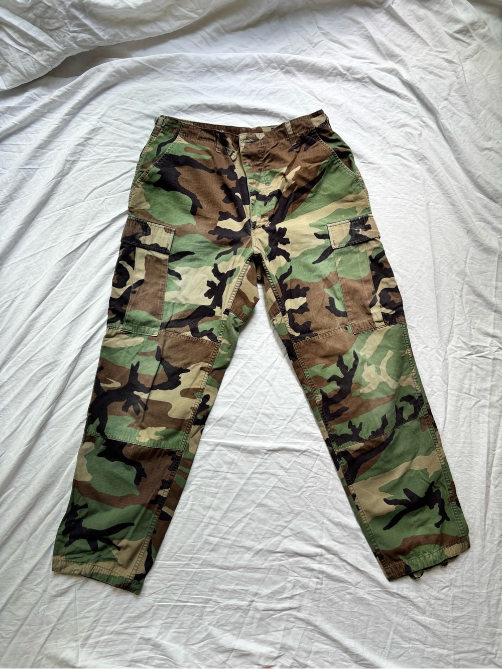 Men's Green Camo Cargo Pants - Classic Woodland Camouflage